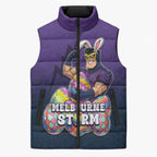 Personalized Melbourne Storm Sleeveless Puffer Jacket Easter Mascot - Colorful Eggs Cartoon Style