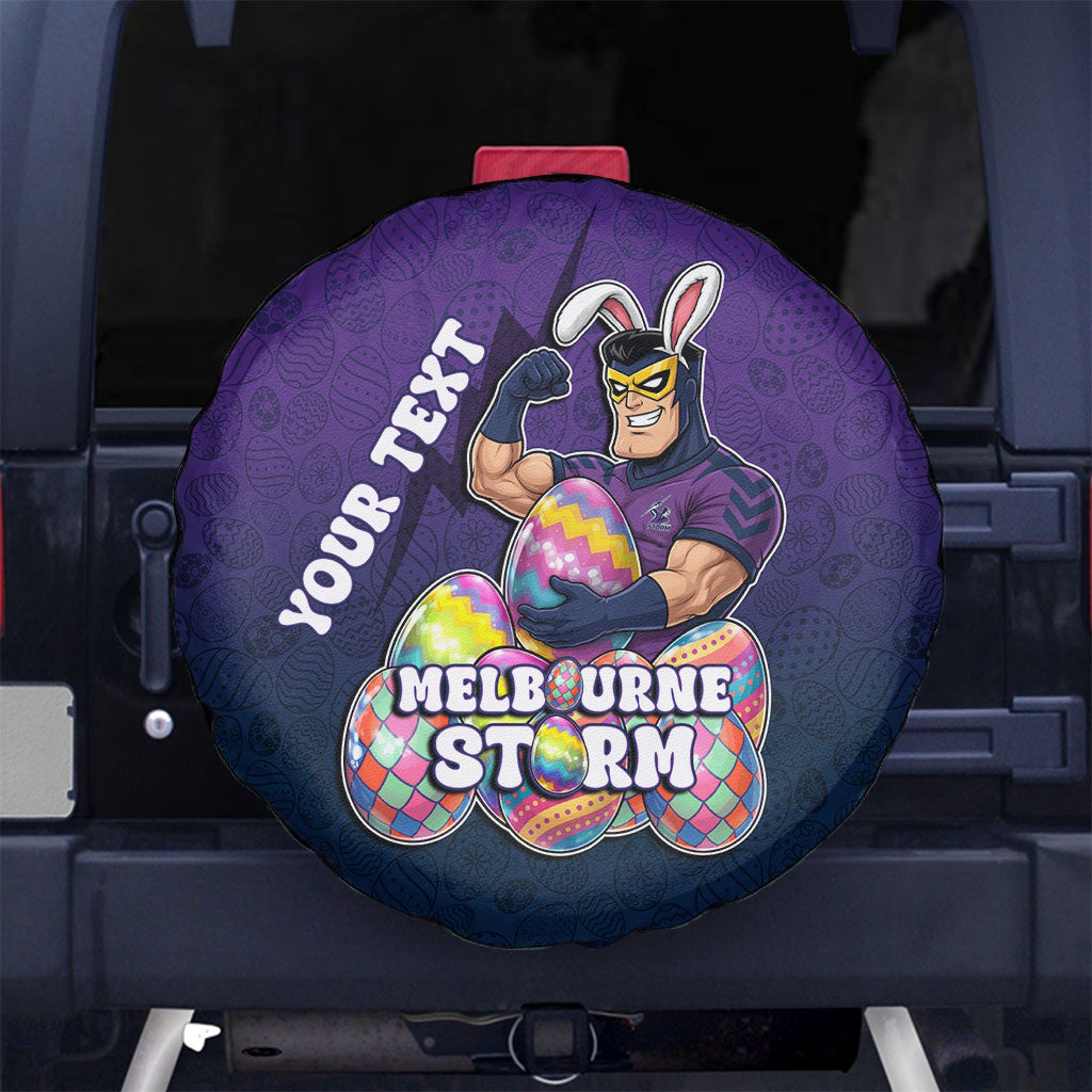 Personalized Melbourne Storm Spare Tire Cover Easter Mascot - Colorful Eggs Cartoon Style