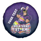 Personalized Melbourne Storm Spare Tire Cover Easter Mascot - Colorful Eggs Cartoon Style