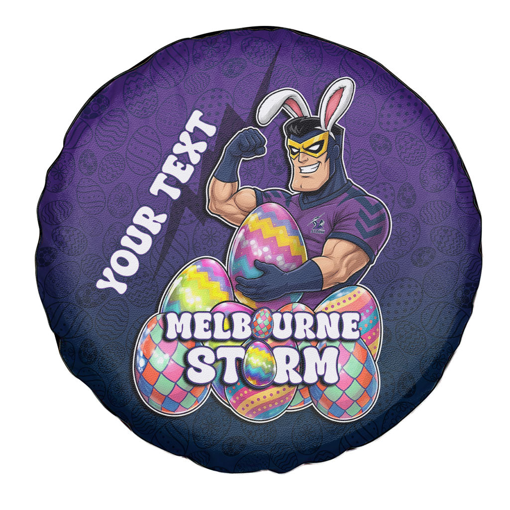Personalized Melbourne Storm Spare Tire Cover Easter Mascot - Colorful Eggs Cartoon Style