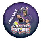 Personalized Melbourne Storm Spare Tire Cover Easter Mascot - Colorful Eggs Cartoon Style