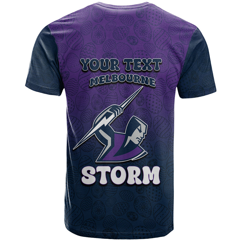 Personalized Melbourne Storm T Shirt Easter Mascot - Colorful Eggs Cartoon Style