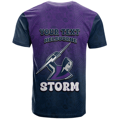 Personalized Melbourne Storm T Shirt Easter Mascot - Colorful Eggs Cartoon Style