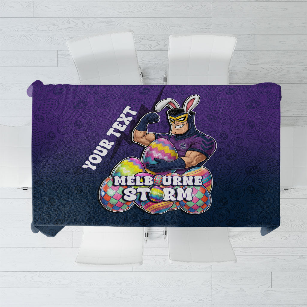Personalized Melbourne Storm Tablecloth Easter Mascot - Colorful Eggs Cartoon Style