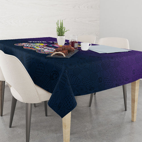 Personalized Melbourne Storm Tablecloth Easter Mascot - Colorful Eggs Cartoon Style