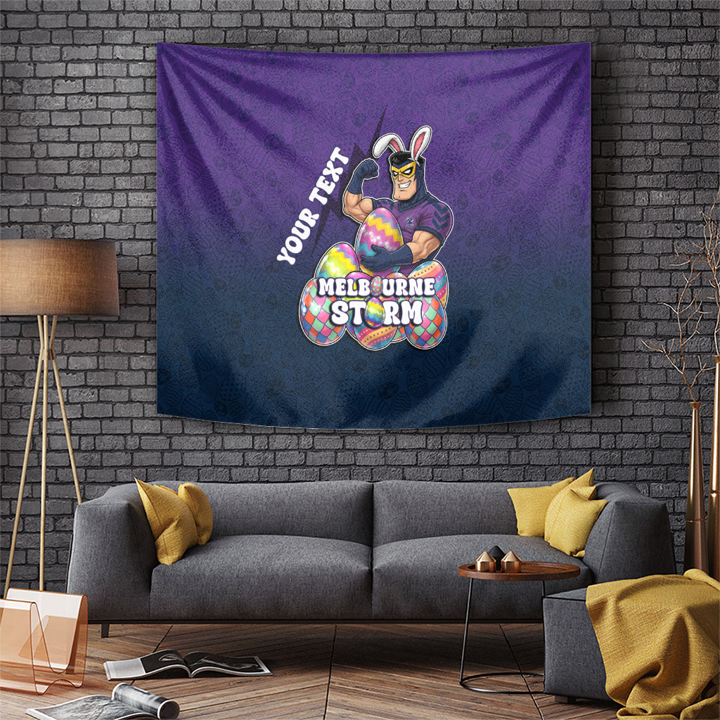 Personalized Melbourne Storm Tapestry Easter Mascot - Colorful Eggs Cartoon Style