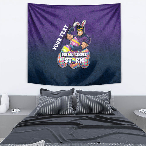 Personalized Melbourne Storm Tapestry Easter Mascot - Colorful Eggs Cartoon Style