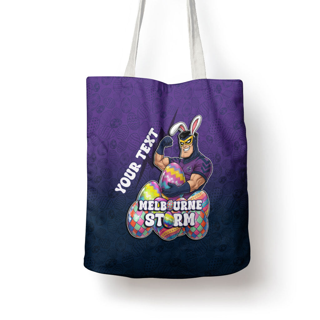 Personalized Melbourne Storm Tote Bag Easter Mascot - Colorful Eggs Cartoon Style