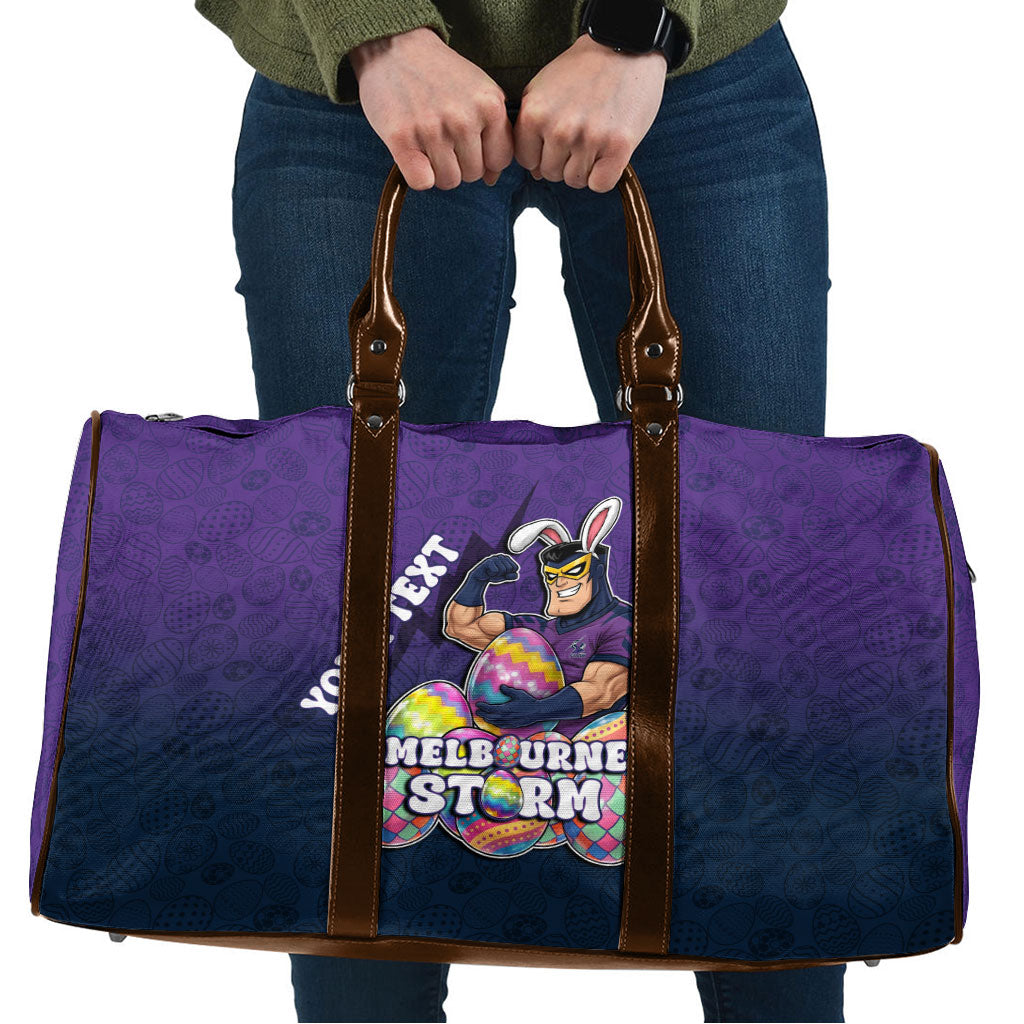 Personalized Melbourne Storm Travel Bag Easter Mascot - Colorful Eggs Cartoon Style