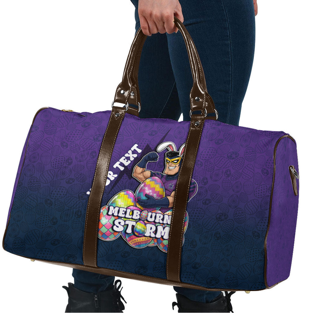 Personalized Melbourne Storm Travel Bag Easter Mascot - Colorful Eggs Cartoon Style