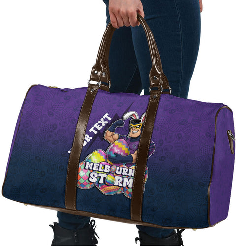 Personalized Melbourne Storm Travel Bag Easter Mascot - Colorful Eggs Cartoon Style