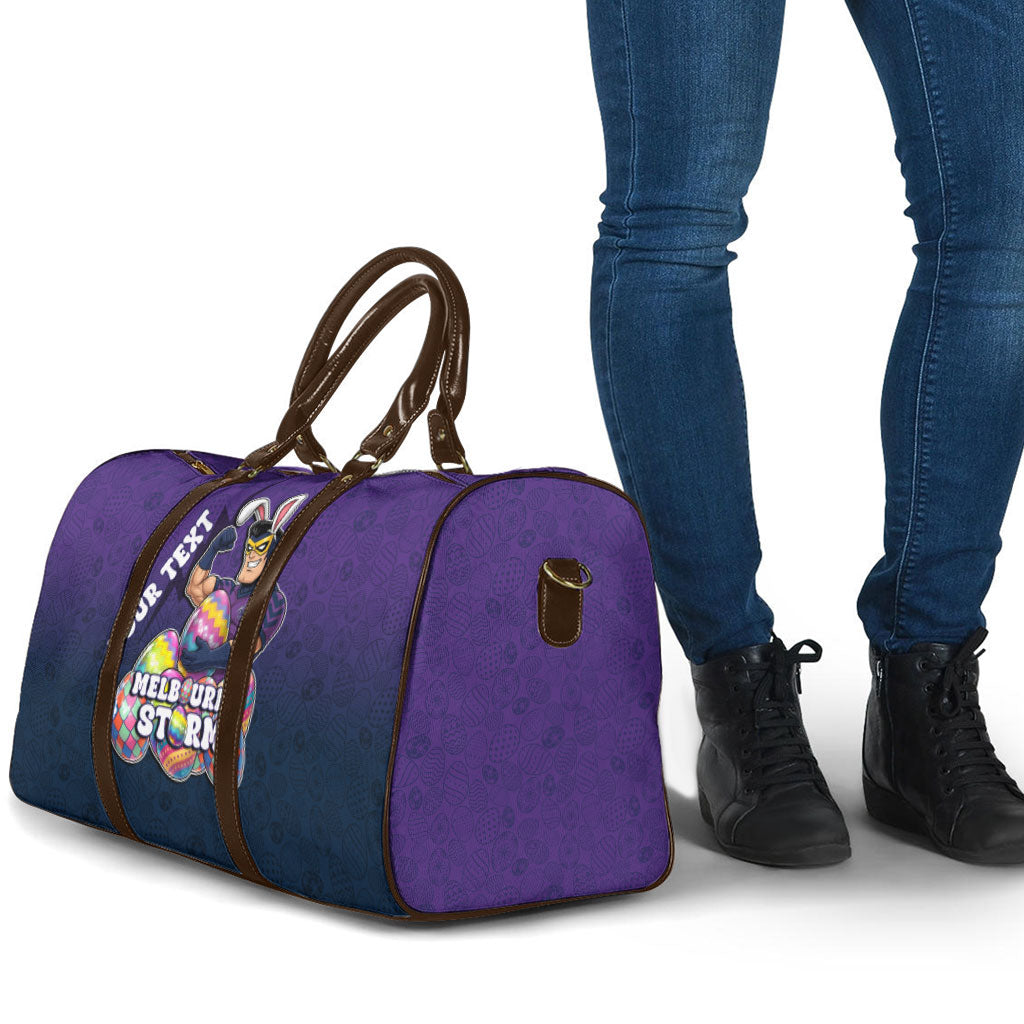 Personalized Melbourne Storm Travel Bag Easter Mascot - Colorful Eggs Cartoon Style