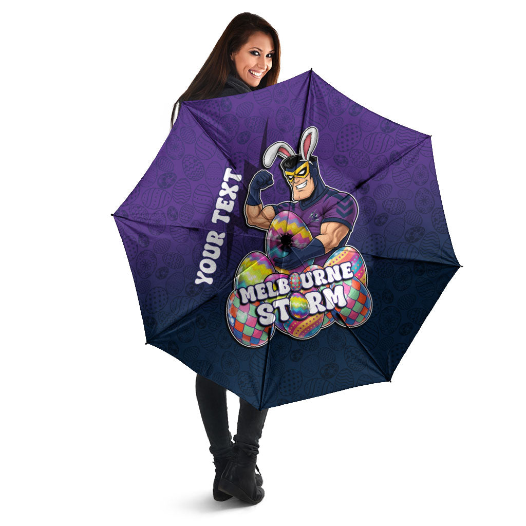 Personalized Melbourne Storm Umbrella Easter Mascot - Colorful Eggs Cartoon Style