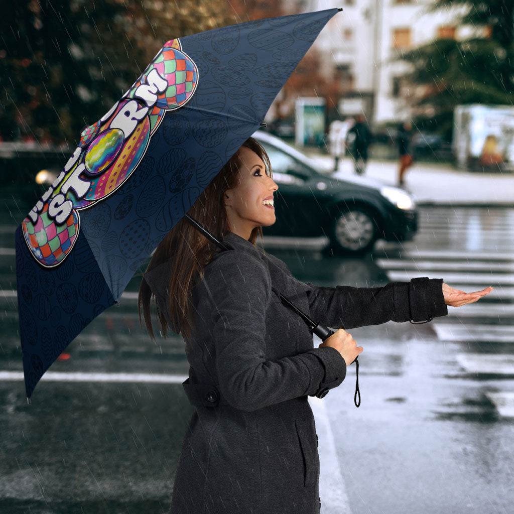 Personalized Melbourne Storm Umbrella Easter Mascot - Colorful Eggs Cartoon Style