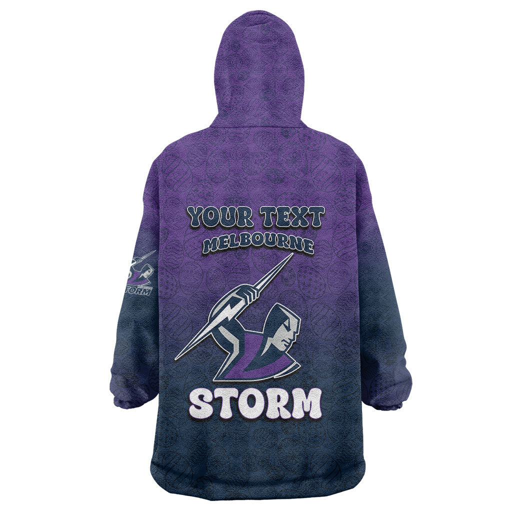 Personalized Melbourne Storm Wearable Blanket Hoodie Easter Mascot - Colorful Eggs Cartoon Style