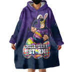 Personalized Melbourne Storm Wearable Blanket Hoodie Easter Mascot - Colorful Eggs Cartoon Style