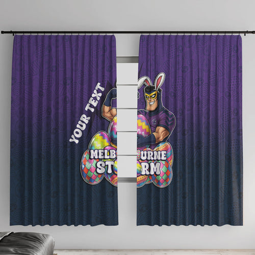 Personalized Melbourne Storm Window Curtain Easter Mascot - Colorful Eggs Cartoon Style