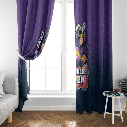 Personalized Melbourne Storm Window Curtain Easter Mascot - Colorful Eggs Cartoon Style