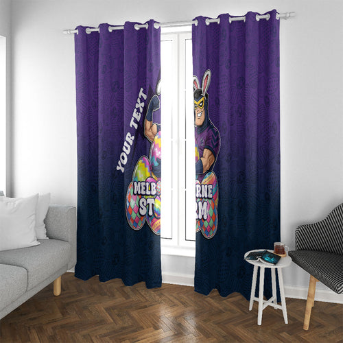 Personalized Melbourne Storm Window Curtain Easter Mascot - Colorful Eggs Cartoon Style