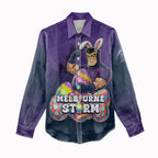 Personalized Melbourne Storm Women Casual Shirt Easter Mascot - Colorful Eggs Cartoon Style