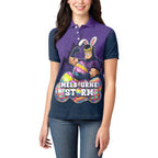 Personalized Melbourne Storm Women Polo Shirt Easter Mascot - Colorful Eggs Cartoon Style