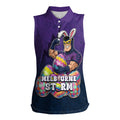 Personalized Melbourne Storm Women Sleeveless Polo Shirt Easter Mascot - Colorful Eggs Cartoon Style