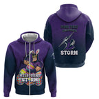 Personalized Melbourne Storm Zip Hoodie Easter Mascot - Colorful Eggs Cartoon Style