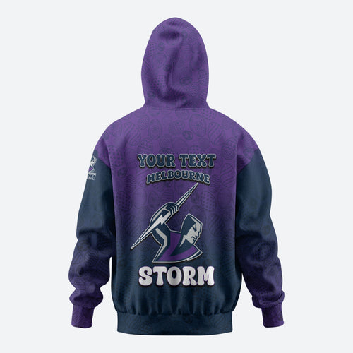 Personalized Melbourne Storm Zip Hoodie Easter Mascot - Colorful Eggs Cartoon Style