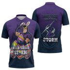 Personalized Melbourne Storm Zipper Polo Shirt Easter Mascot - Colorful Eggs Cartoon Style