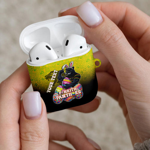 Personalized Penrith Panthers AirPods Case Easter Mascot - Colorful Eggs Cartoon Style