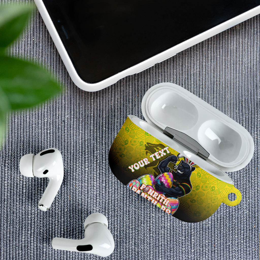Personalized Penrith Panthers AirPods Case Easter Mascot - Colorful Eggs Cartoon Style