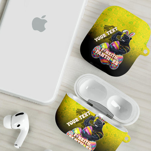 Personalized Penrith Panthers AirPods Case Easter Mascot - Colorful Eggs Cartoon Style