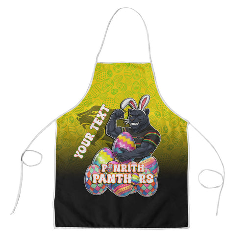 Personalized Penrith Panthers Apron Easter Mascot - Colorful Eggs Cartoon Style