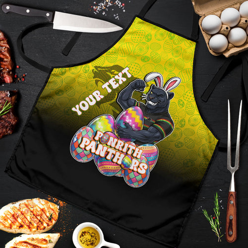 Personalized Penrith Panthers Apron Easter Mascot - Colorful Eggs Cartoon Style