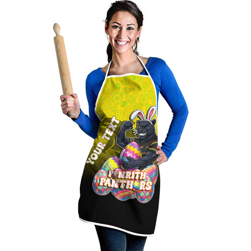 Personalized Penrith Panthers Apron Easter Mascot - Colorful Eggs Cartoon Style
