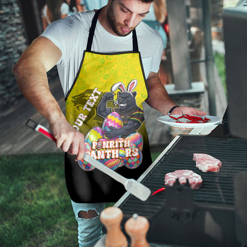 Personalized Penrith Panthers Apron Easter Mascot - Colorful Eggs Cartoon Style