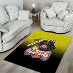 Personalized Penrith Panthers Area Rug Easter Mascot - Colorful Eggs Cartoon Style