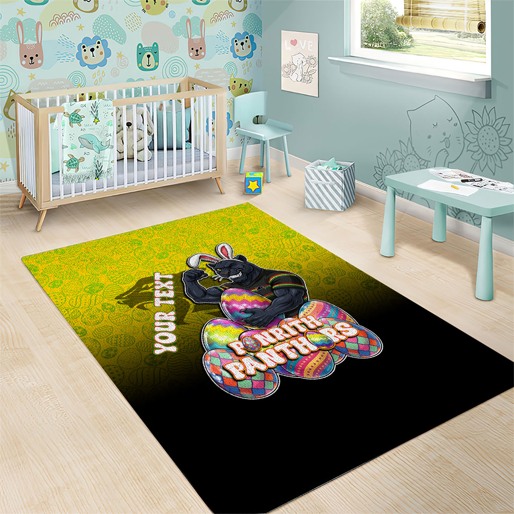 Personalized Penrith Panthers Area Rug Easter Mascot - Colorful Eggs Cartoon Style