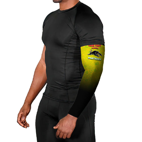 Personalized Penrith Panthers Arm Sleeves Easter Mascot - Colorful Eggs Cartoon Style