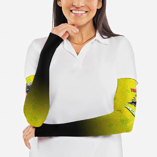 Personalized Penrith Panthers Arm Sleeves Easter Mascot - Colorful Eggs Cartoon Style