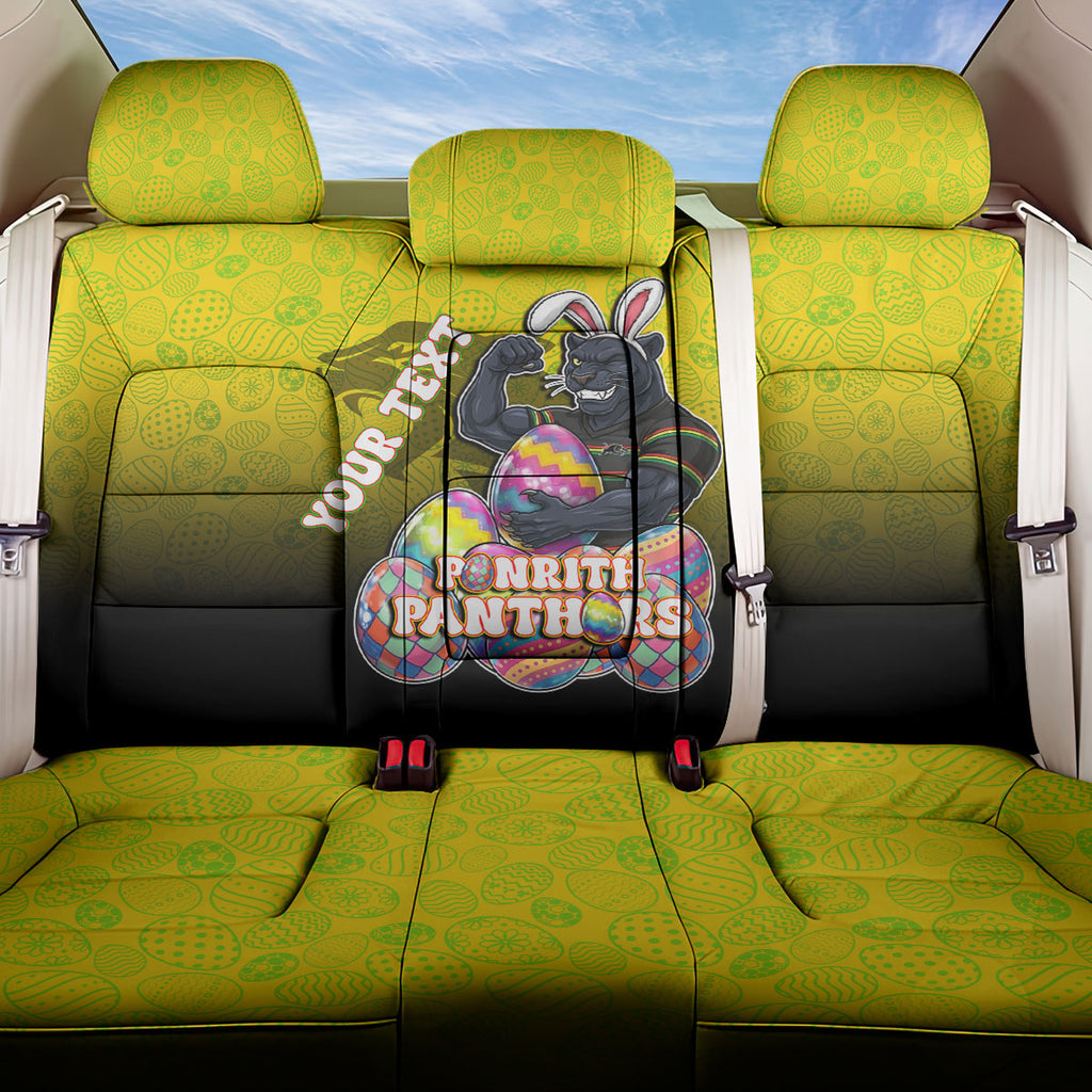 Personalized Penrith Panthers Back Car Seat Cover Easter Mascot - Colorful Eggs Cartoon Style