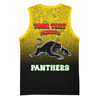 Personalized Penrith Panthers Basketball Jersey Easter Mascot - Colorful Eggs Cartoon Style