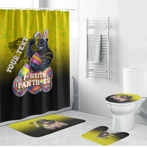 Personalized Penrith Panthers Bathroom Set Easter Mascot - Colorful Eggs Cartoon Style