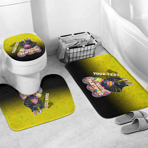 Personalized Penrith Panthers Bathroom Set Easter Mascot - Colorful Eggs Cartoon Style