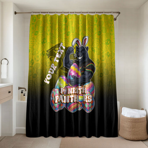 Personalized Penrith Panthers Bathroom Set Easter Mascot - Colorful Eggs Cartoon Style