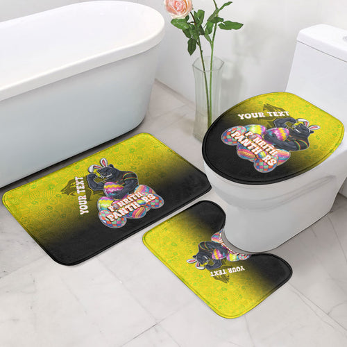Personalized Penrith Panthers Bathroom Set Easter Mascot - Colorful Eggs Cartoon Style