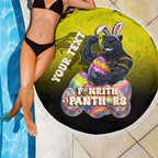 Personalized Penrith Panthers Beach Blanket Easter Mascot - Colorful Eggs Cartoon Style