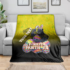 Personalized Penrith Panthers Blanket Easter Mascot - Colorful Eggs Cartoon Style