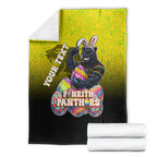 Personalized Penrith Panthers Blanket Easter Mascot - Colorful Eggs Cartoon Style