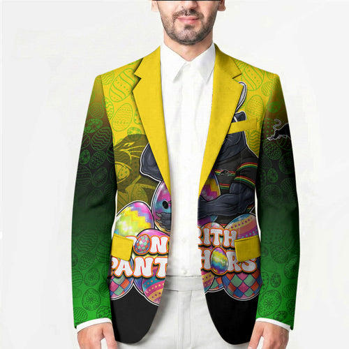 Personalized Penrith Panthers Blazer Easter Mascot - Colorful Eggs Cartoon Style